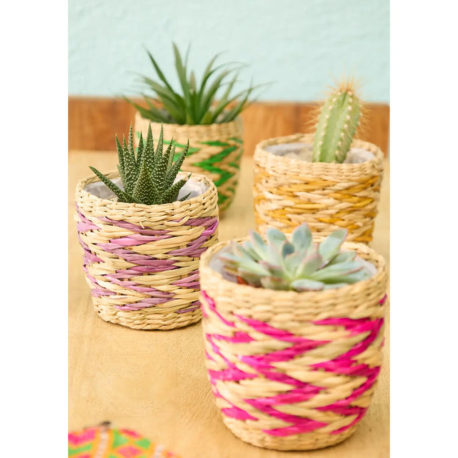 Mini-Pflanzgefäße aus Seegras 4er-Set